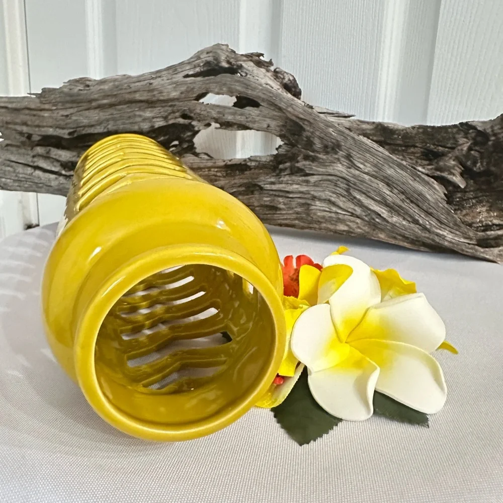 MAINSTAY ~ Mustard Yellow Ceramic Cut-Off Flower/Kitchen Utensil/Decorative Vase